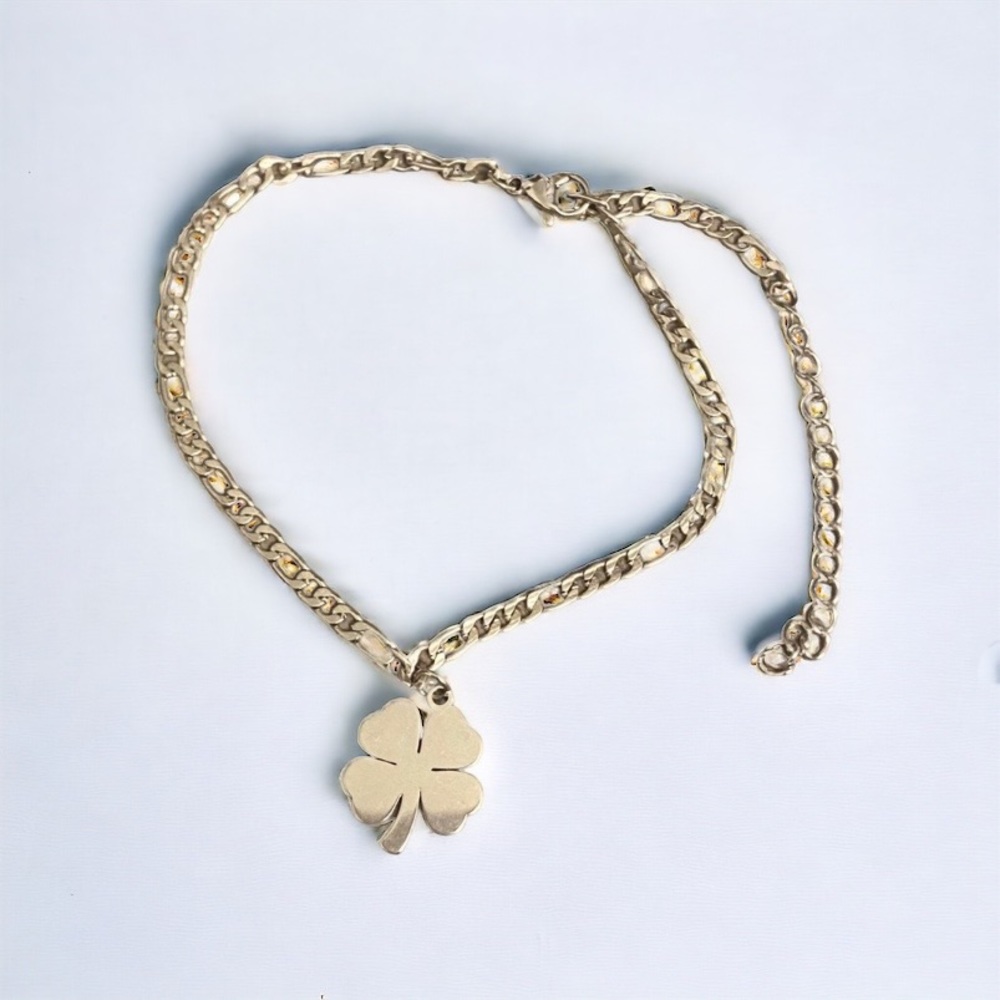 Women’s Silver Tone Clover Link Ankle Bracelet Anklet